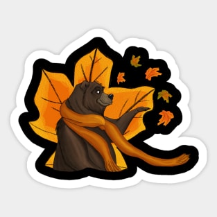 Grizzly Bear Waving Goodbye To Spring Sticker